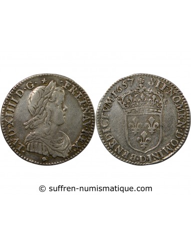 Louis XIV 1/12 Ecu Argent 1657 D Lyon