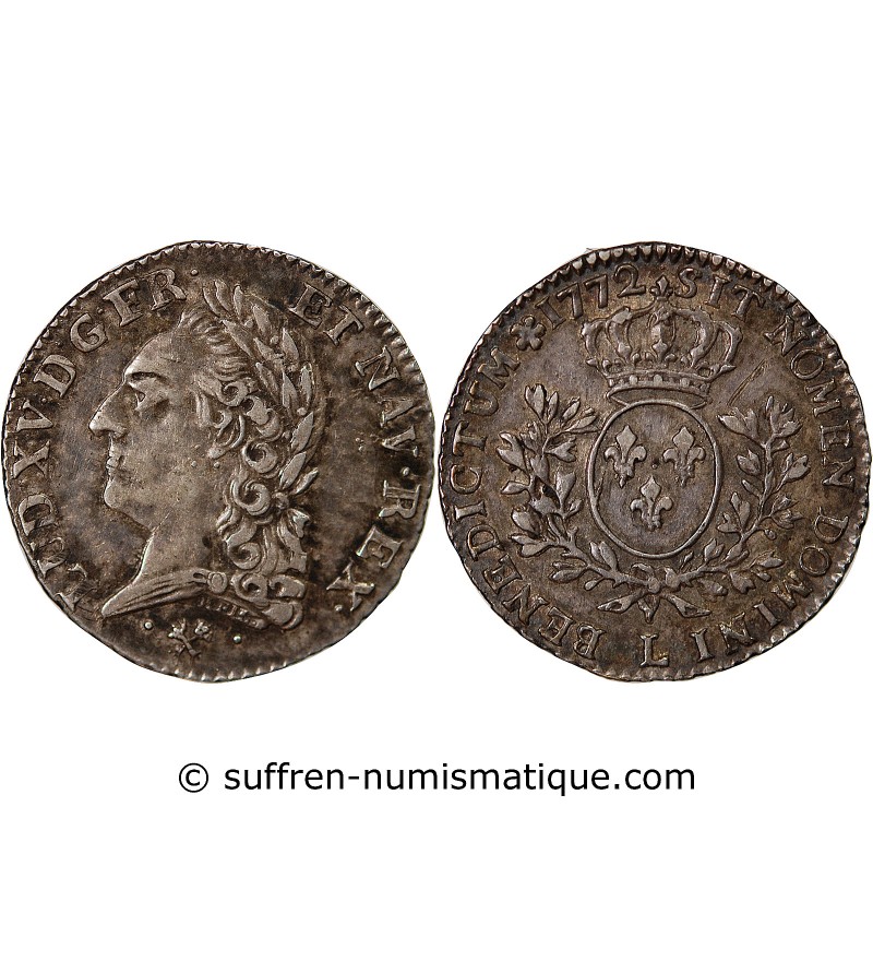 Louis XV 01-mai ecu Argent 1772 L Bayonne