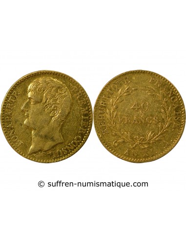 Napoléon Ier, Empereur de France, Roi d'Italie 40 Francs Or AN XI A Paris