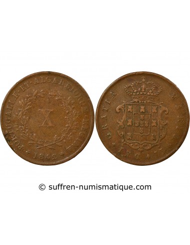 Portugal Maria II 10 Reis Cuivre 1842 Lisbonne