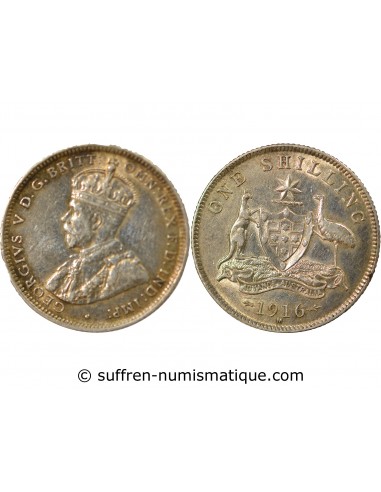 Australie George V, Roi d'Angleterre, Empereur des Indes Shilling Argent 1916 M Melbourne