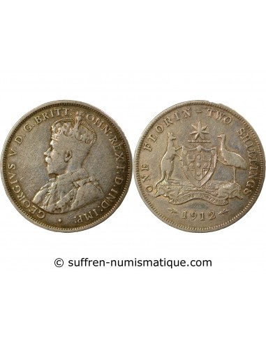 Australie George V, Roi d'Angleterre, Empereur des Indes Florin Argent 1912 Londres