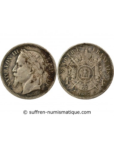 Napoléon III Franc Argent 1867 BB Strasbourg