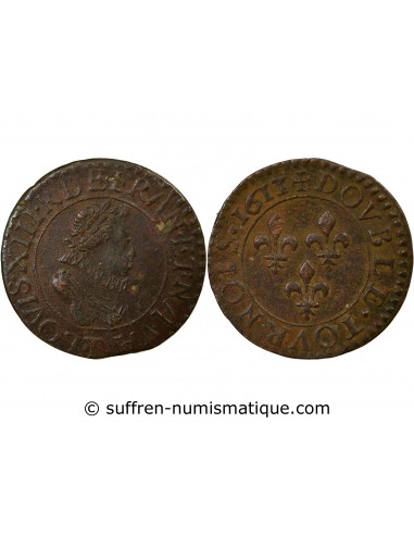 Louis XIII Double Tournois Cuivre 1613/1 T Nantes