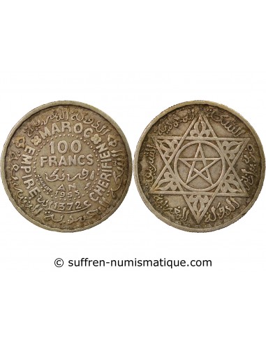 Maroc Mohammed V du Maroc 100 Francs Argent 1372 AH / 1953 A Paris