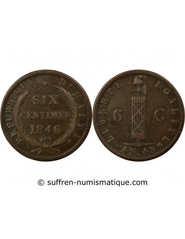 Haïti 6 Centimes Cuivre 1846 (An 43)