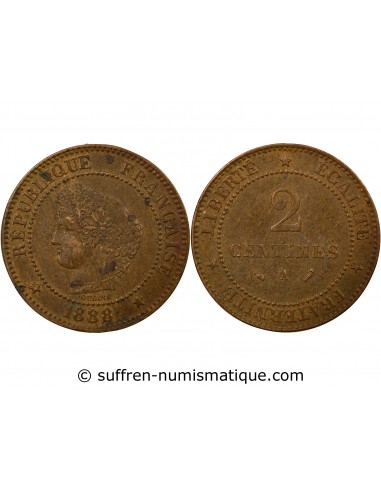2 Centimes Bronze 1888 A Paris