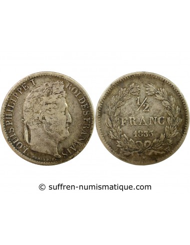 Louis-Philippe Ier 1/2 Franc Argent 1833 W Lille