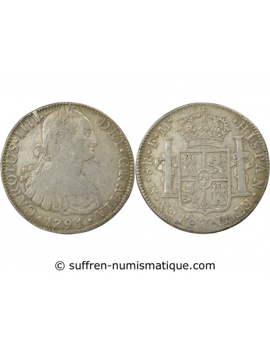 Mexique Charles IV d'Espagne 8 Réales Argent 1791 Mo Mexico City