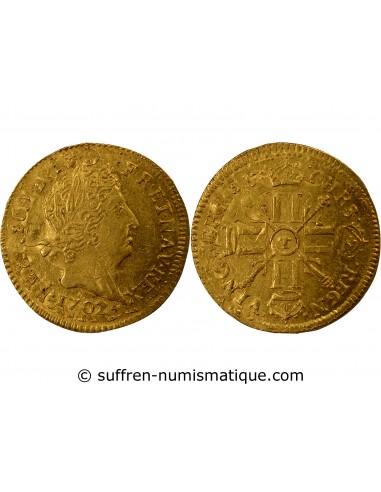 Louis XIV 1/2 Louis d'or aux 8 L et aux insignes Or 1702 T Nantes