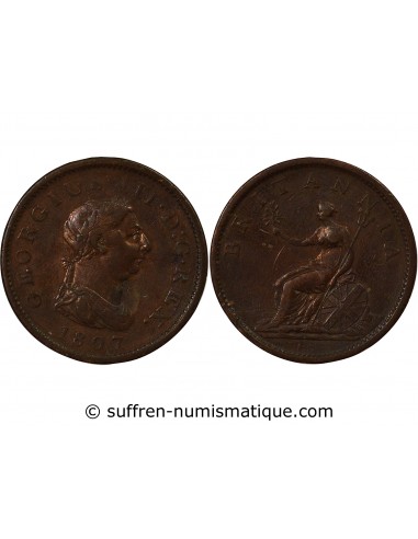 Royaume-Uni George III, Roi de Grande-Bretagne et d´Irlande Penny Cuivre 1807 Londres