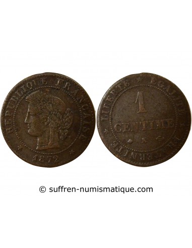 1 centime Bronze 1872 K Bordeaux