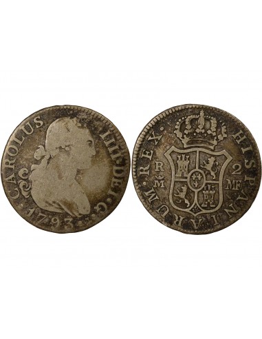 Espagne Charles IV 2 Reales Argent 1793 AI Madrid