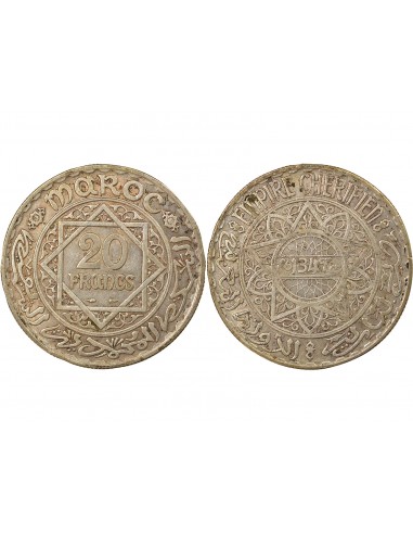 Maroc Mohammed V 20 francs Argent 1347 AH