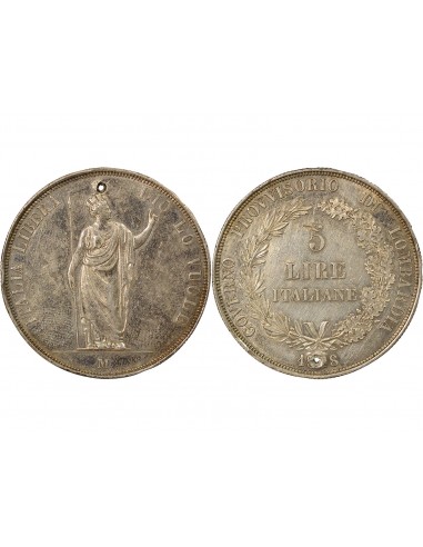 Royaume de Lombardie Gouvernement Provisoire 5 lire Argent 1848 M Milan