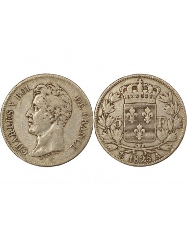 Charles X 1er Type 5 Francs Argent 1825 A - Paris