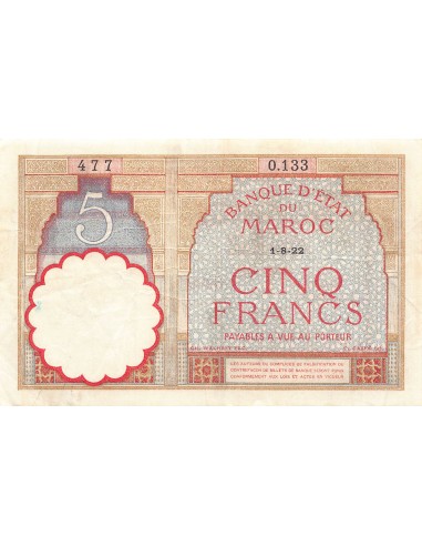 Maroc Maroc 5 francs 1922