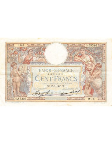 Billets Banque de France 100 francs 1937