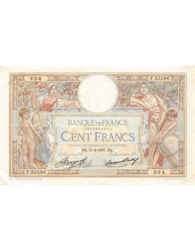 Billets Banque de France 100 francs 1937