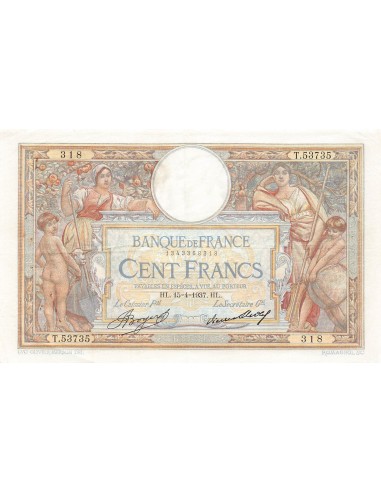 Billets Banque de France 100 francs 1937