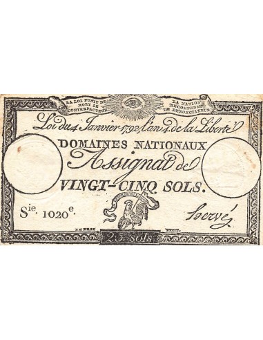 Assignats 25 sols 1792