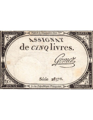 Billets Assignats 5 livres 1793