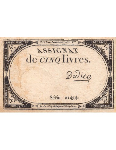 Billets Assignats 5 livres 1793