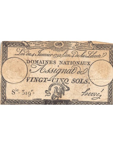 Assignats 25 sols 1792