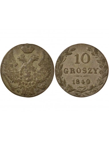 Pologne Nicolas I 10 groszy Billon 1840 Varsovie