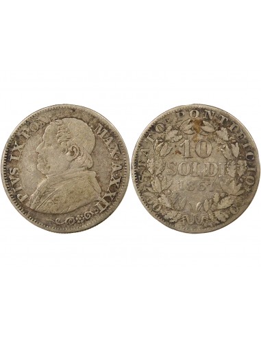 Vatican Pie IX 10 soldi Argent 1867 R Rome