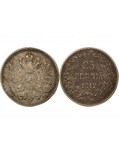 Finlande Nicolas II 25 pennia Argent 1917 Helsinki