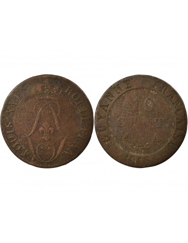 Guyane Française Louis XVIII 10 cents Billon 1818 A Paris