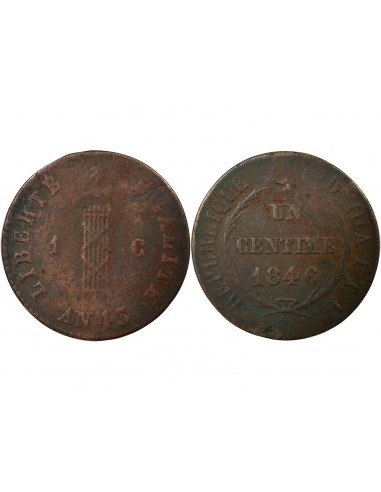 Haïti Grand Module 1 Centime Cuivre 1846 (An 43)