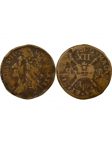 Irlande Roi Jacques II 12 pence Bronze 1690