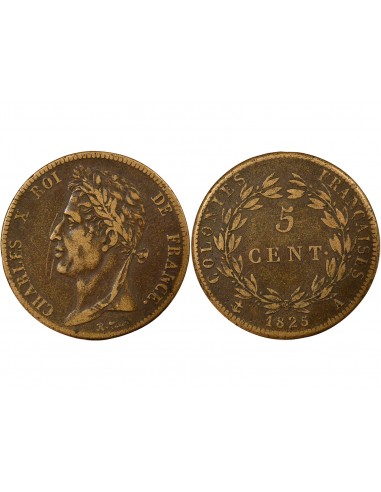 Guyane Française Charles X 5 Centimes Bronze 1825 A Paris