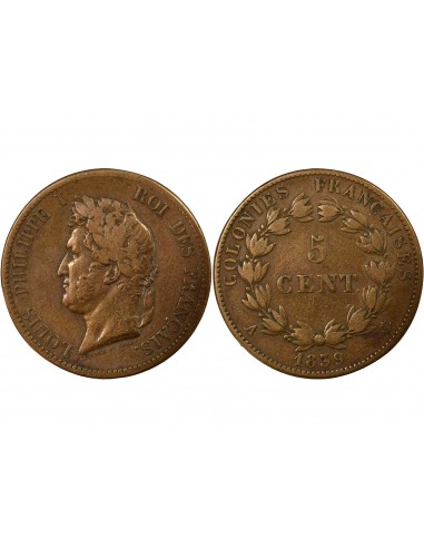 Guyane Française Louis-Philippe Ier 5 Centimes Bronze 1839 A Paris