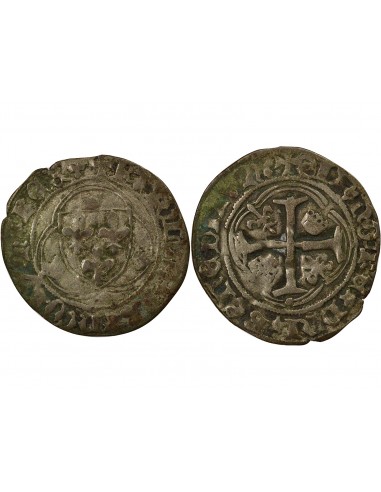 Charles VII 4e Emission 1 blanc à la couronne Billon 1456-1461 I Limoges