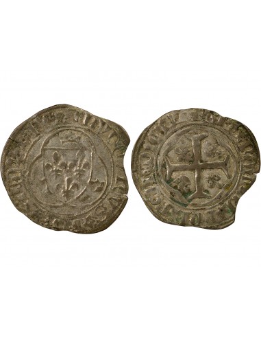 Louis XI 1e Emission 1 blanc à la couronne Billon 1461-1474 B Rouen