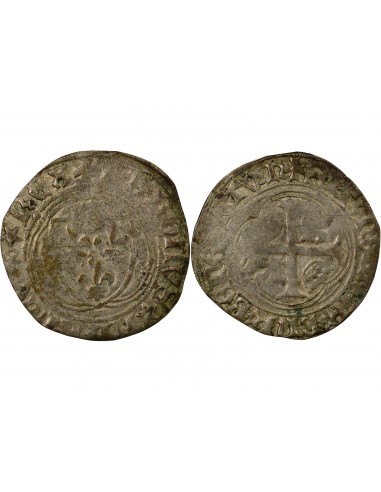 Charles VIII 1 blanc à la couronne Billon 1488-1498 B Rouen