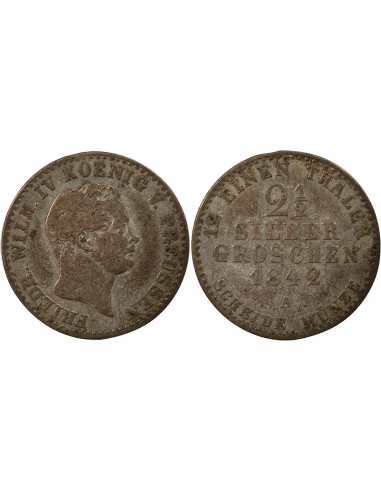 Etats Allemands (Prusse) Frédéric-Guillaume IV 2 1/2 groschen Billon 1842 A Berlin