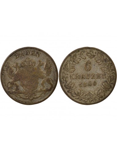 Baden Léopold I de Bade 6 kreuzer Billon 1840