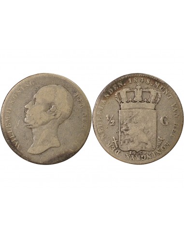 Pays-Bas Guillaume I des Pays-Bas 1/2 gulden Argent 1848 Utrecht