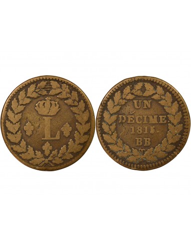 Louis XVIII Siège de Strasbourg Décime Bronze 1815 BB Strasbourg