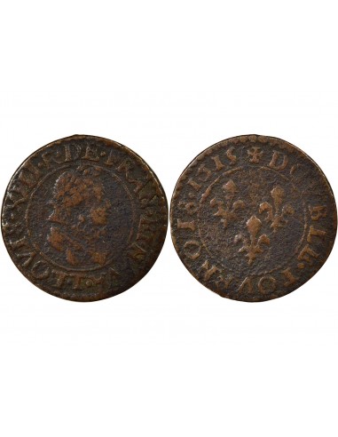 Louis XIII Type 2 1 double tournois Cuivre 1615 T Nantes