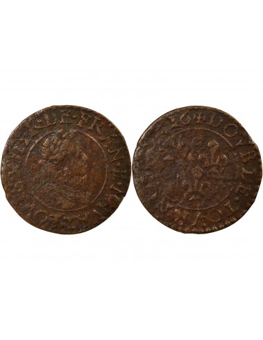 Louis XIII Type 2 1 double tournois Cuivre 1616 T Nantes