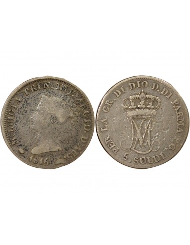 Etats Italiens Marie-Louise d'Autriche 5 soldi Argent 1815 Parme