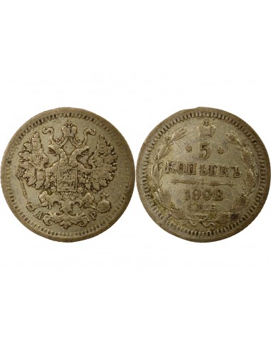 Russie Nicolas II 5 kopeks Argent 1902