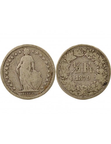 Suisse Helvetia debout 1/2 franc Argent 1879 Berne