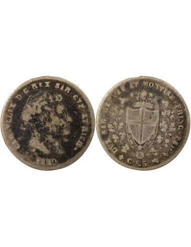 Sardaigne Charles-Félix 25 centesimi Argent 1829 T Turin