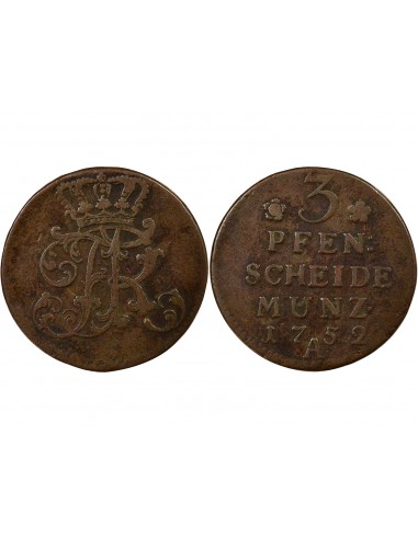 Etats Allemands (Prusse) Frédéric II de Prusse 3 pfennig Cuivre 1752 A Berlin